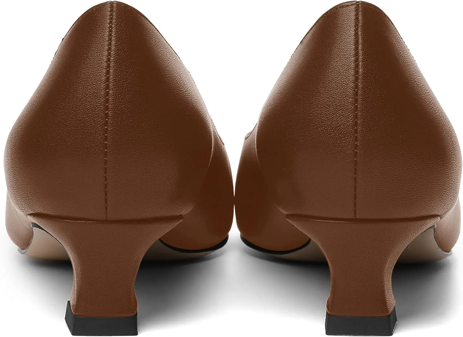 AMBELIGHT Womens Square Toe Solid Matte Office Casual Slip On Kitten Low Heel Pumps Shoes 1.5 Inch
