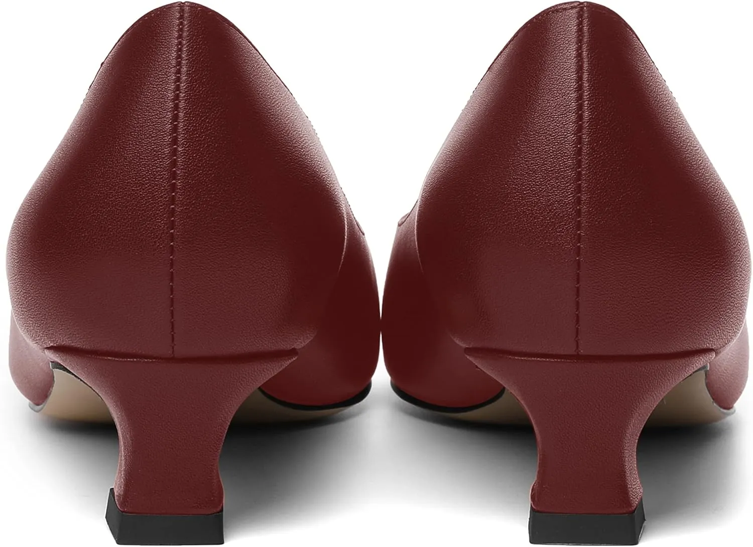 AMBELIGHT Womens Square Toe Solid Matte Office Casual Slip On Kitten Low Heel Pumps Shoes 1.5 Inch