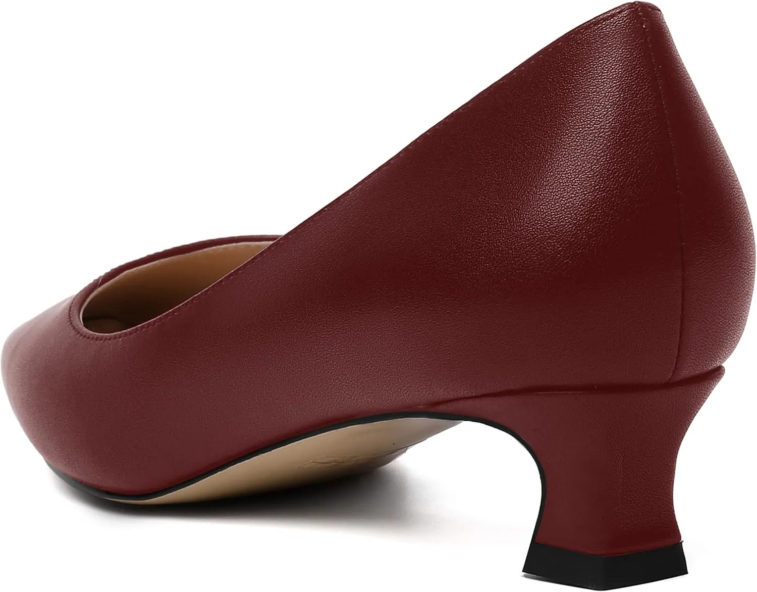 AMBELIGHT Womens Square Toe Solid Matte Office Casual Slip On Kitten Low Heel Pumps Shoes 1.5 Inch