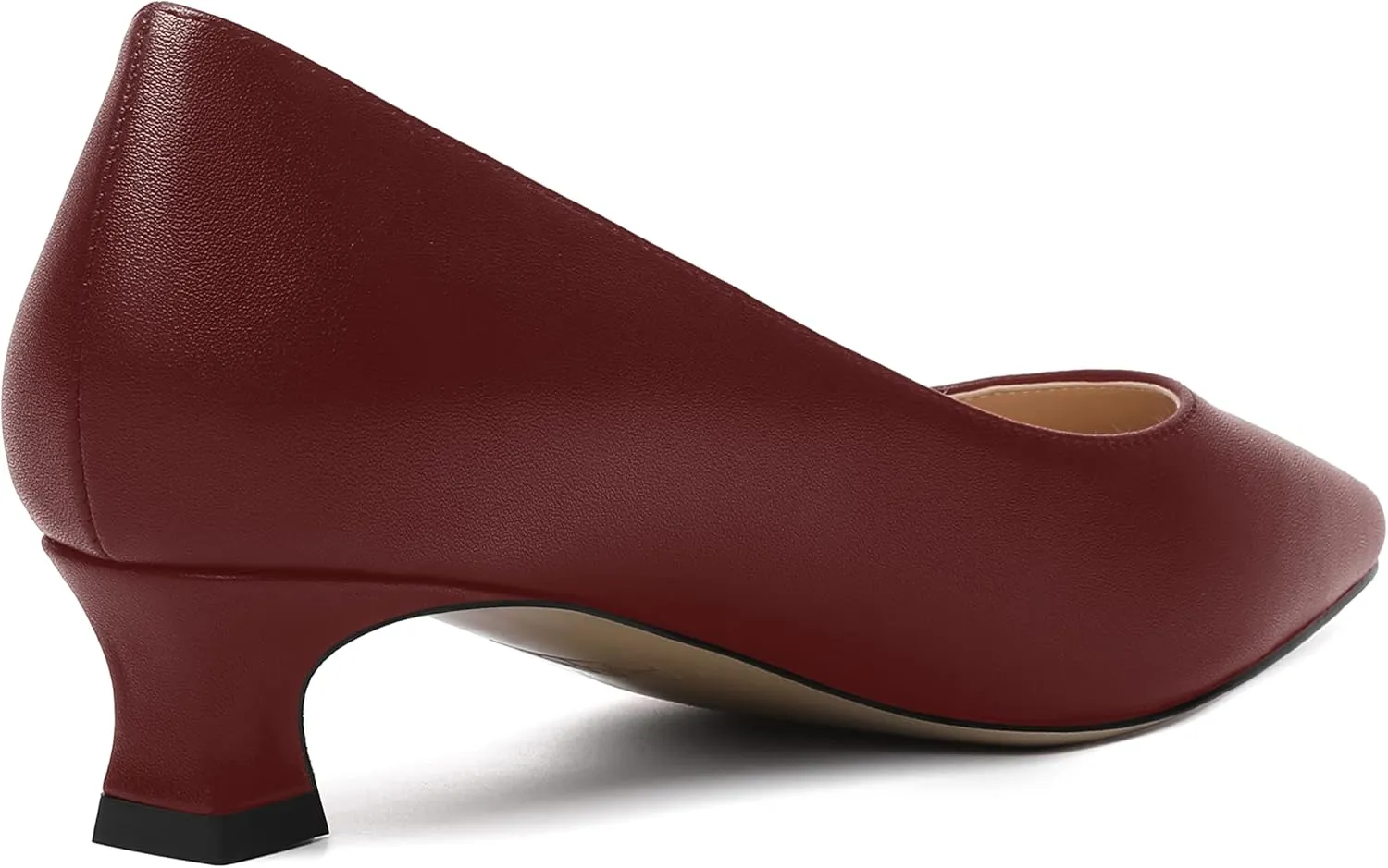 AMBELIGHT Womens Square Toe Solid Matte Office Casual Slip On Kitten Low Heel Pumps Shoes 1.5 Inch