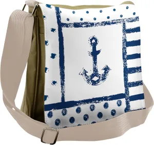 Ambesonne Anchor Messenger Bag, Grunge Boat Navy Theme, Unisex Cross-body