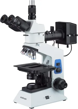 AmScope ME580T-PZ-2L 40X-500X Trinocular Dual-Light Polarized Metallurgical Microscope