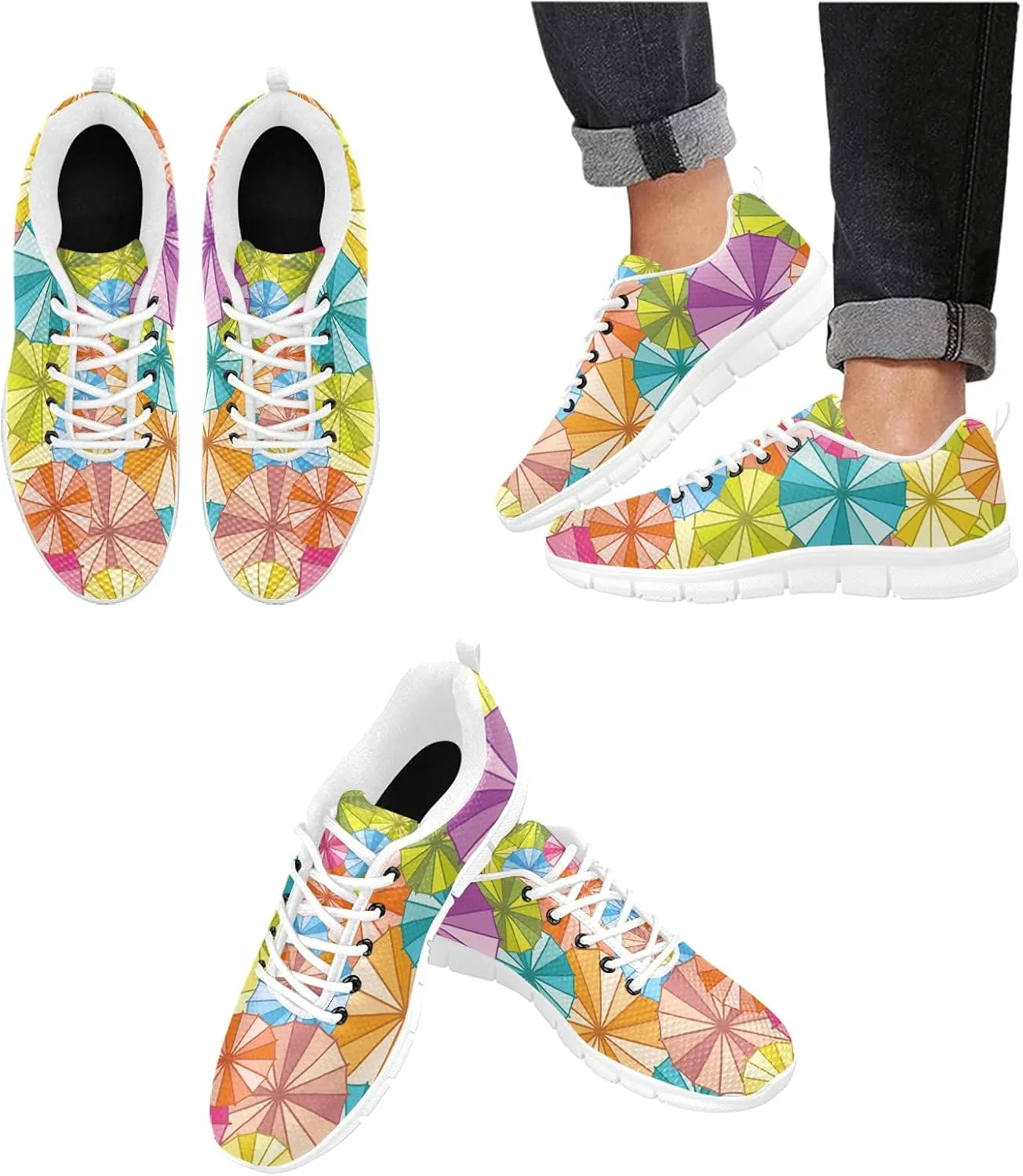 ANANGTEE Iridescent Tie-Dye Womens Sneakers Fashion Casual Comfortable Lightweight Breathable Arch Support Slip On Non-Slip Tennis Shoes Walking Shoes US13