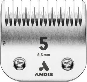 Andis Carbon Infused Steel UltraEdge Dog Clipper Blade, Size-5 Skip Tooth, 1/4-Inch Cut Length (72640),Chrome