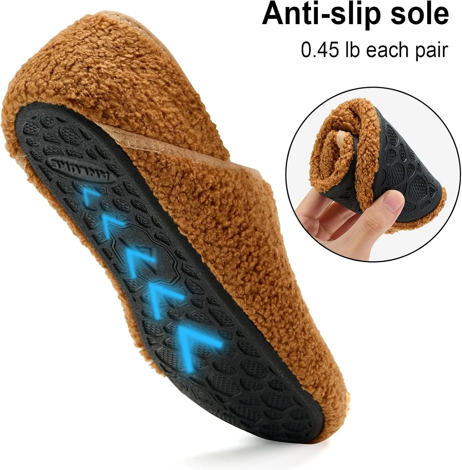 ANLUKE Slipper for Women Men Slipper Socks Fuzzy House Shoes Rubber Sole Slip On Soft-Lightweight Non Slip Indoor/Outdoor