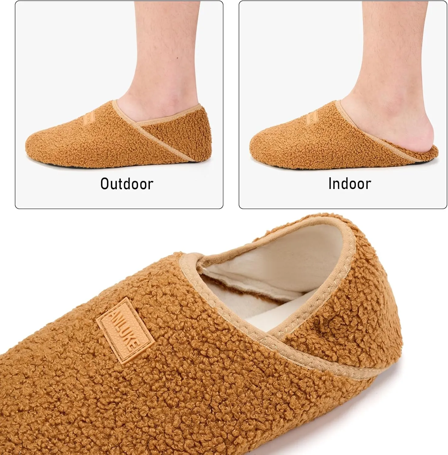 ANLUKE Slipper for Women Men Slipper Socks Fuzzy House Shoes Rubber Sole Slip On Soft-Lightweight Non Slip Indoor/Outdoor