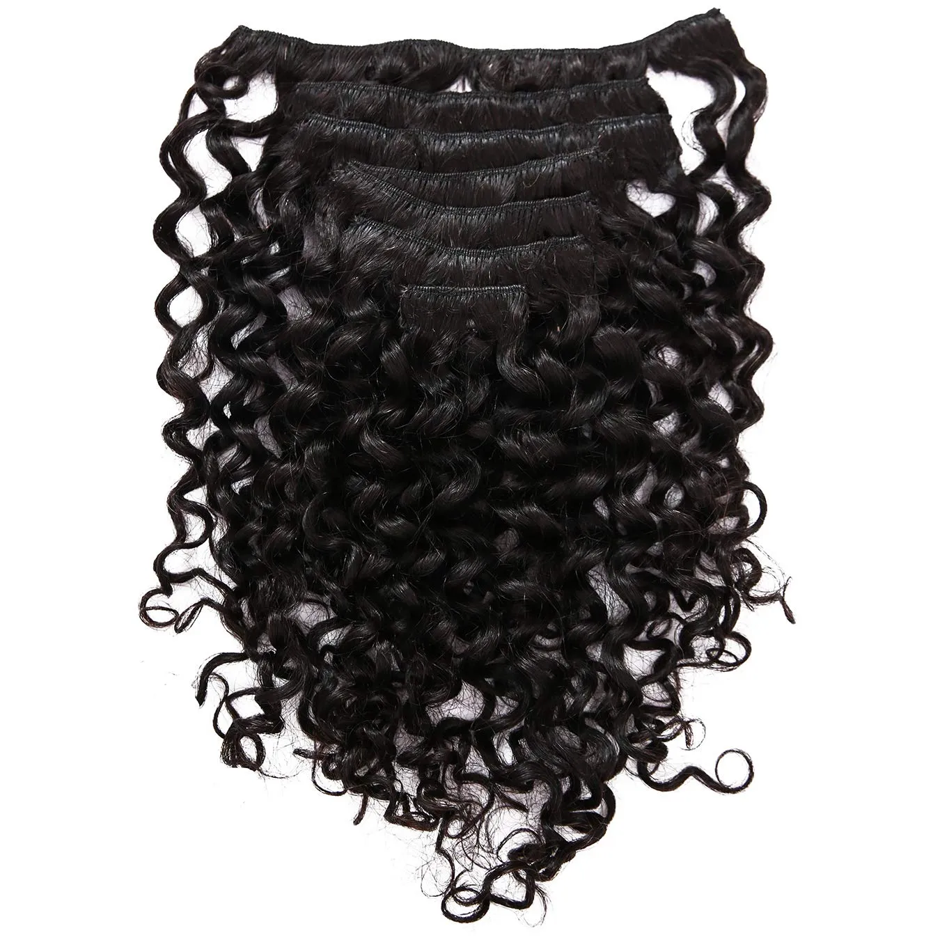 Anrosa Water Wave Clip in Hair Extensions Human Curly Hair Natural Black 1B Double Weft Water Wave Curly Clip ins Extensions for Black Women Clip on Wave Hair Extension 16 Inch 120 Gram