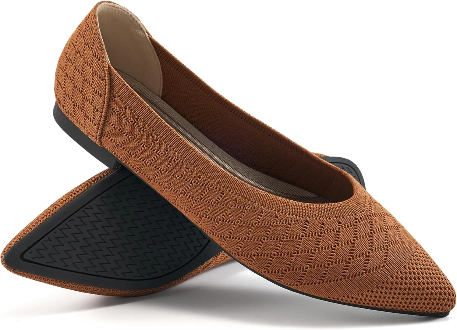 Aomigoct Womens Ballet Flats Dress: Comfortable Pointed Toe Knit Flat for Women - Casual Slip On Walking Shoes