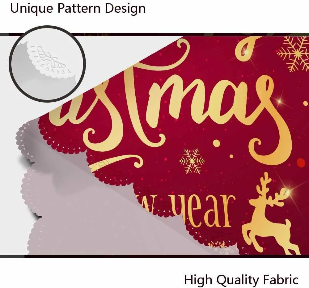 AOYEGO Christmas Table Cloth Snowflake Elk Tree Winter Happy New Year Round Tablecloth 60 Inch for Dining Room, Party, Banquet