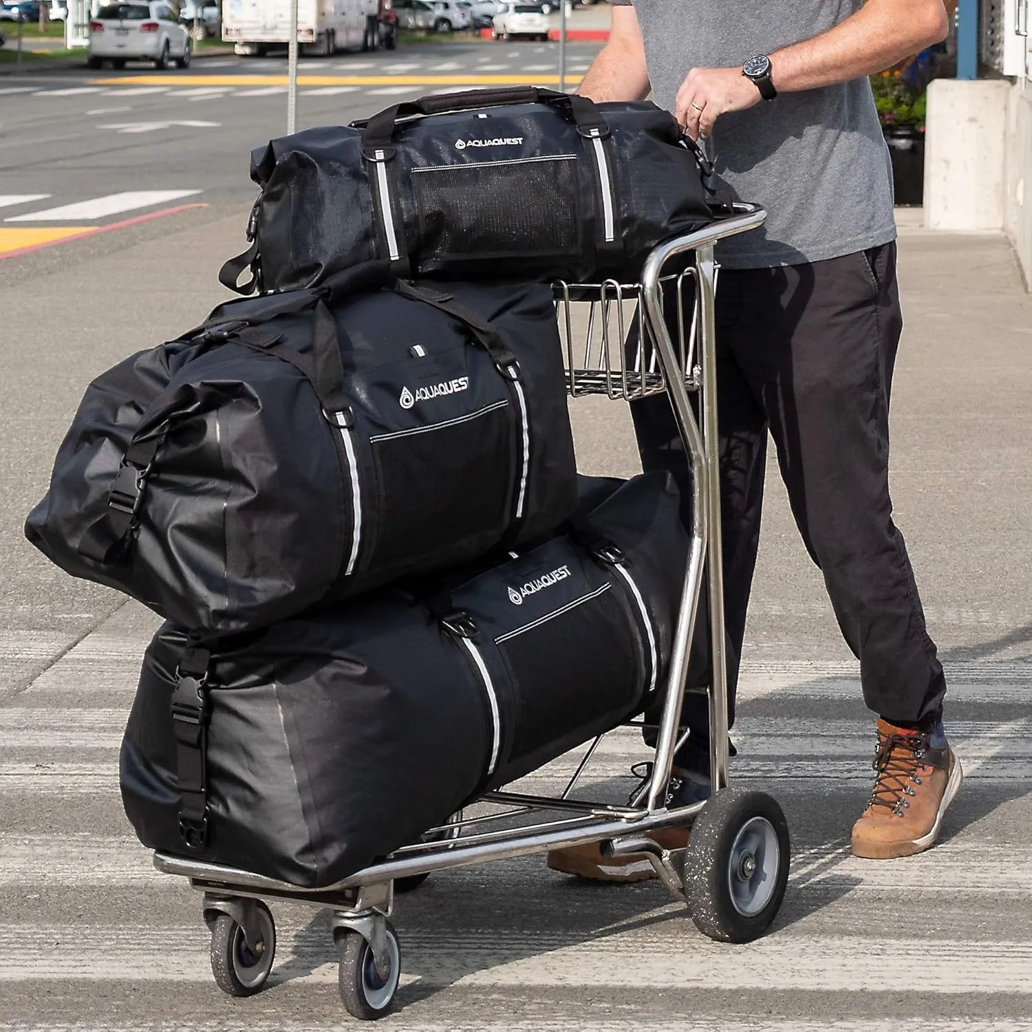 AquaQuest White Water Duffel - 100% Waterproof, Heavy Duty, Versatile, Comfortable - Durable Protective Dry Bag for Travel, Sport, Motorcycle, Boat, Fishing - 50, 75, or 100 L