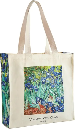 Art Canvas Tote Bag for Women with false flat bottom, zippers,interior Pocket,suitable for Shopping,Work,Travel