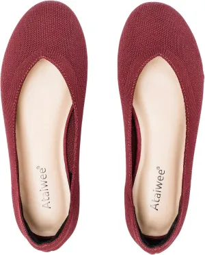 Ataiwee Women's Wide Width Flat Shoes - Dressy Knitted Soft Breathable Cute Slip-On Ballet Flats.