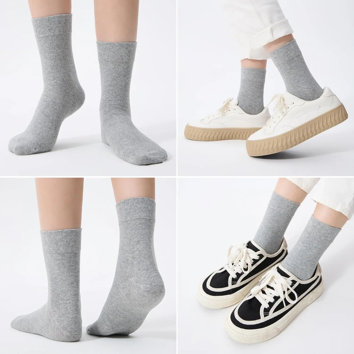 ATBITER Women's Thin Cotton Crew Socks - Soft Casual Dress Bootie Above Ankle Socks 6-Pairs With Gift Box‌