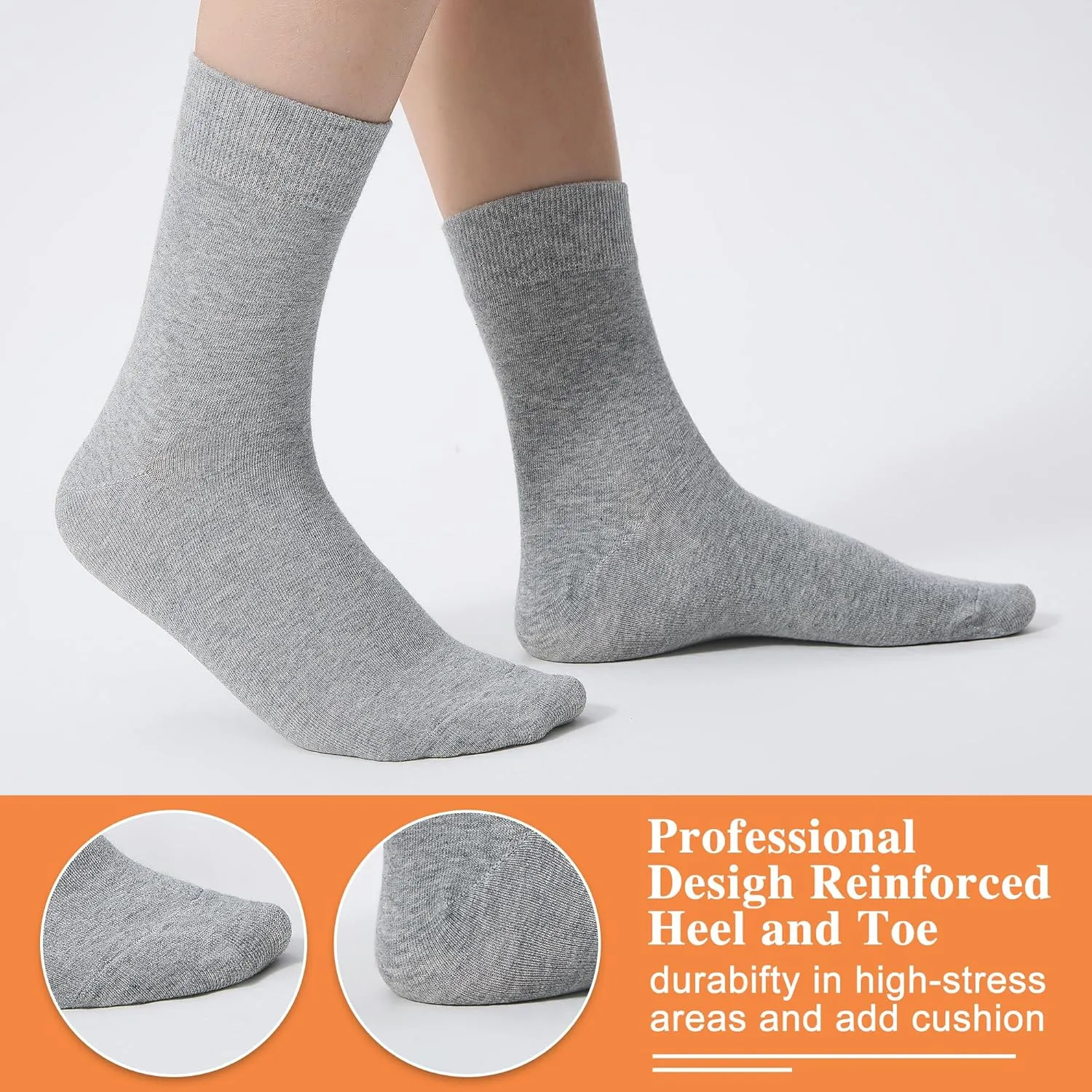 ATBITER Women's Thin Cotton Crew Socks - Soft Casual Dress Bootie Above Ankle Socks 6-Pairs With Gift Box‌