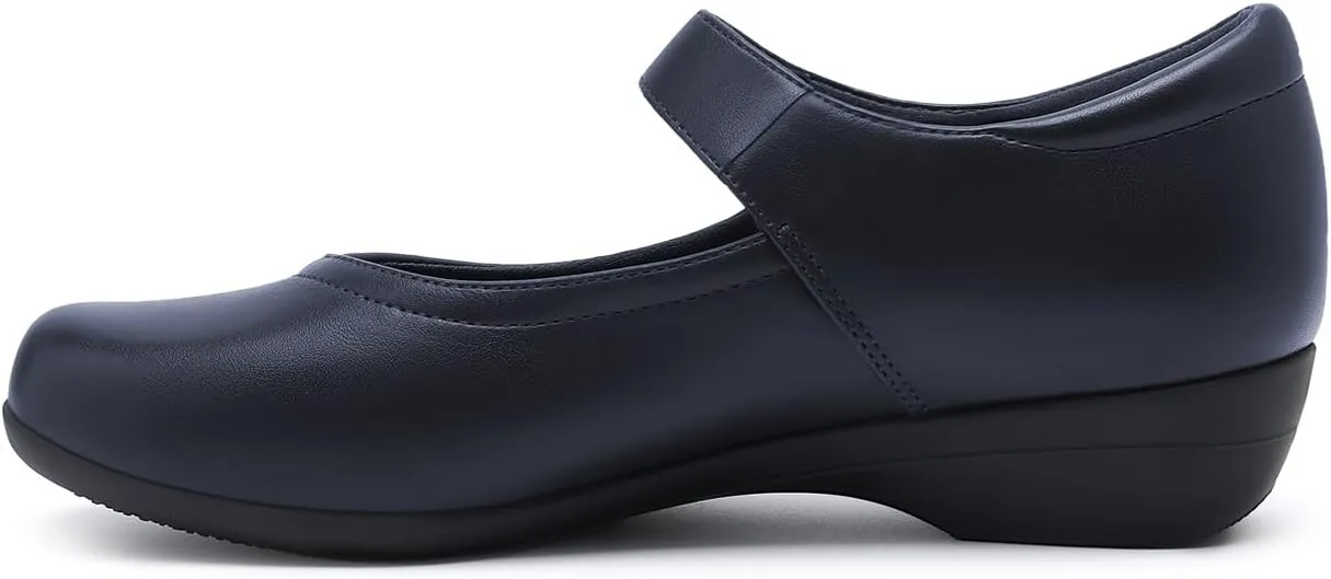 Athlefit Mary Jane Flats for Women Dressy Ballet Flats Shoes Comfortable Round Toe Buckle Work Flat Shoes