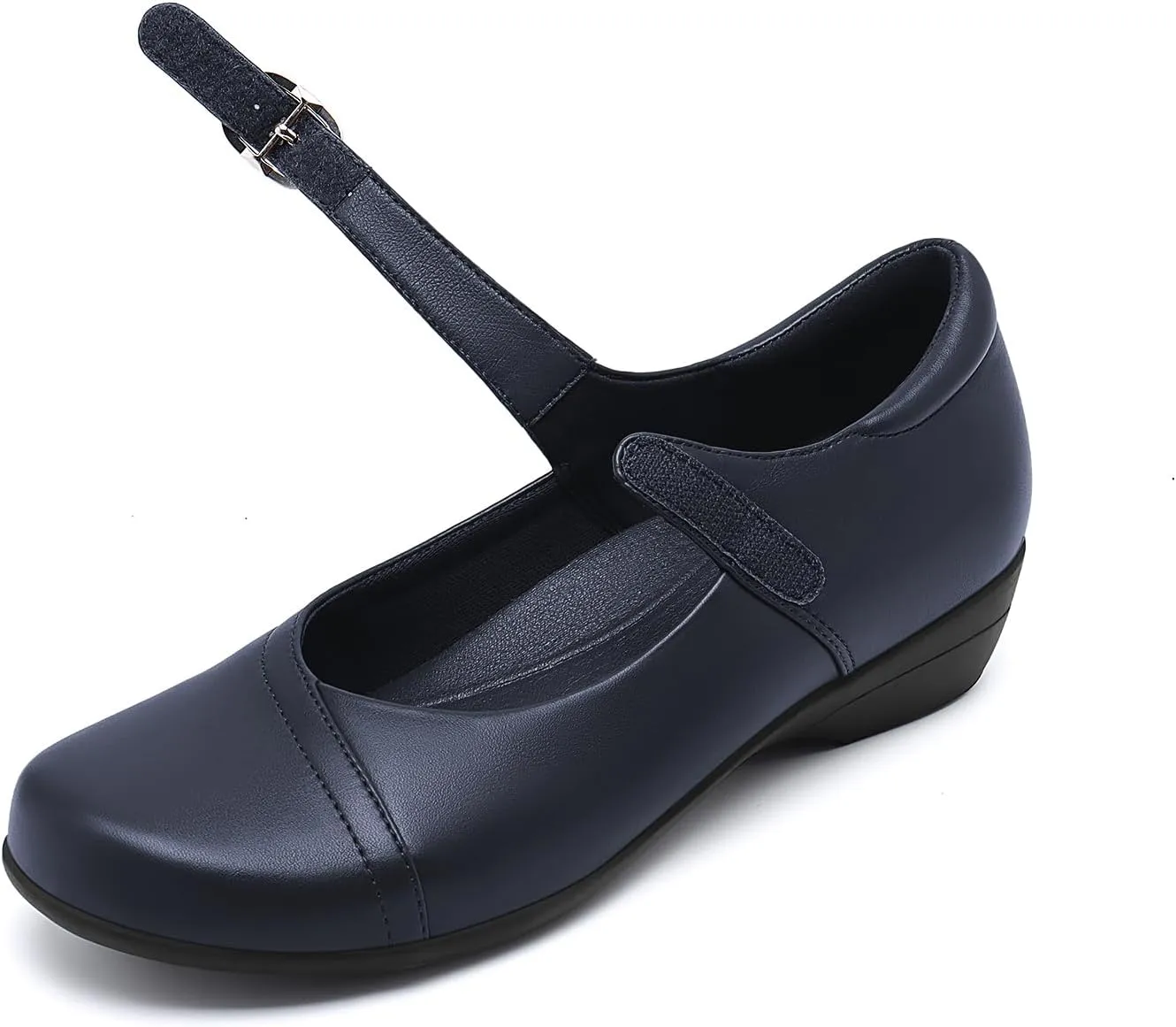 Athlefit Mary Jane Flats for Women Dressy Ballet Flats Shoes Comfortable Round Toe Buckle Work Flat Shoes