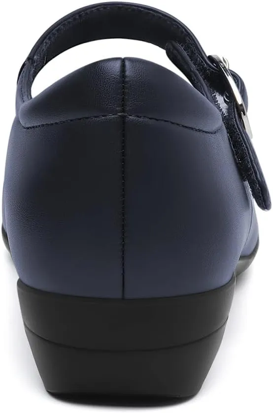 Athlefit Mary Jane Flats for Women Dressy Ballet Flats Shoes Comfortable Round Toe Buckle Work Flat Shoes