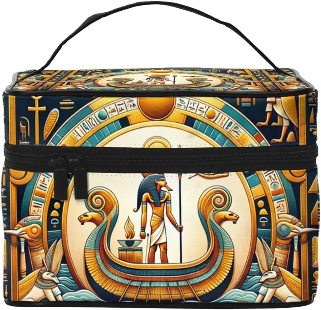 Augenstern Cosmetic Bag Organizer Ancient-Egyptian-Boat Travel Makeup Case Toiletry Bag With Handle