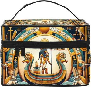 Augenstern Cosmetic Bag Organizer Ancient-Egyptian-Boat Travel Makeup Case Toiletry Bag With Handle