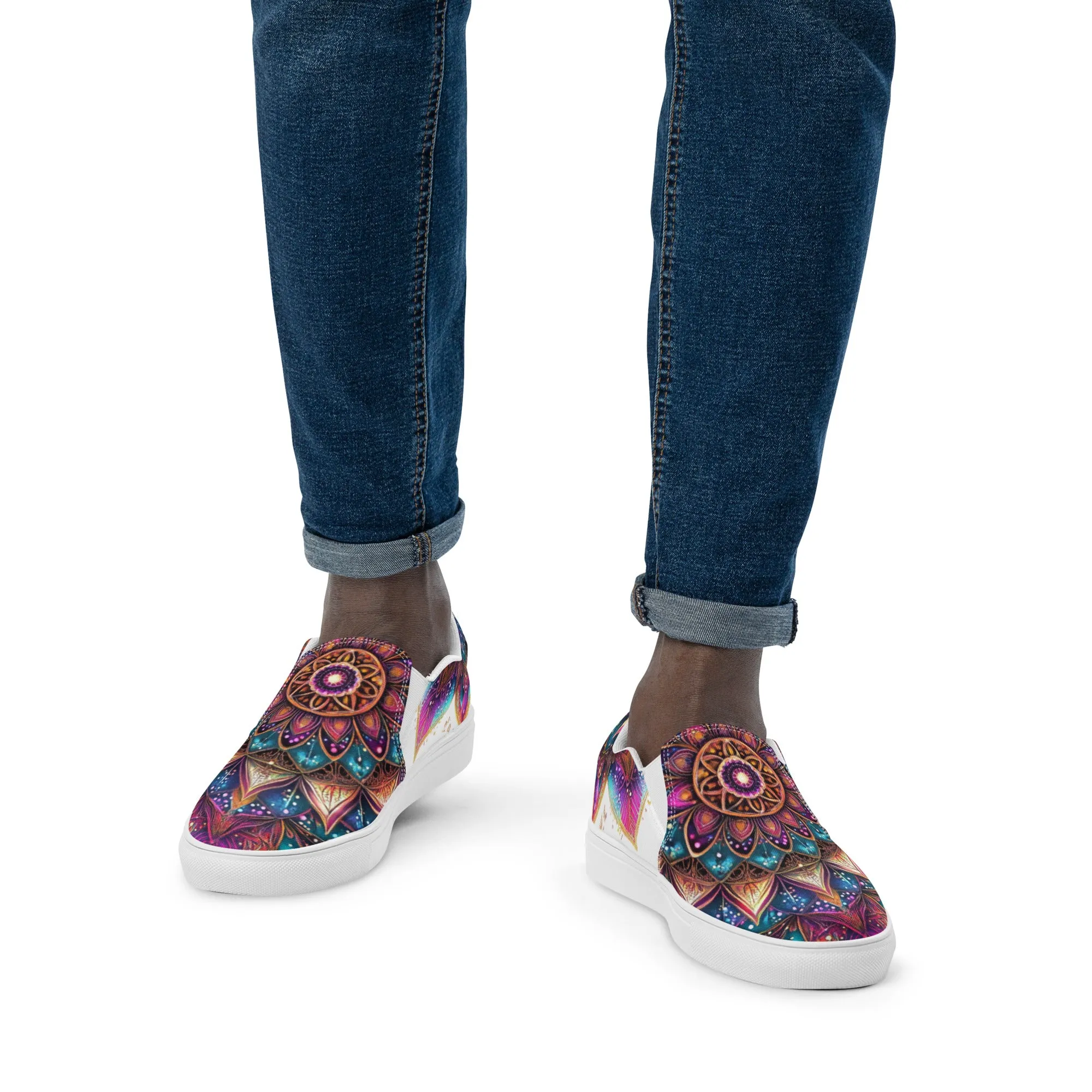 Aurora Mandala Men’s slip-on canvas shoes
