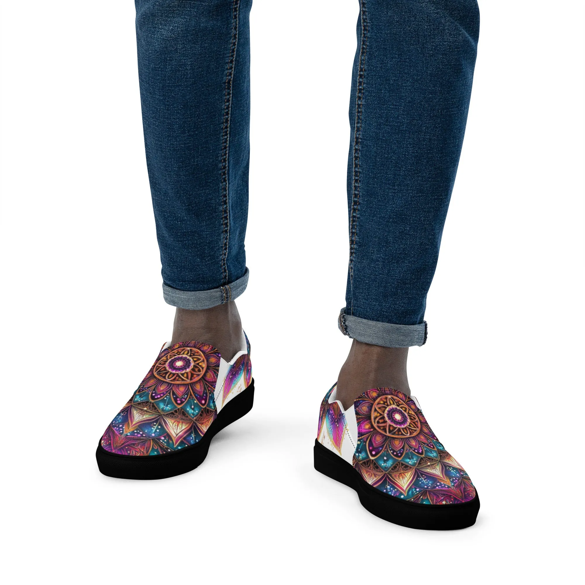 Aurora Mandala Men’s slip-on canvas shoes