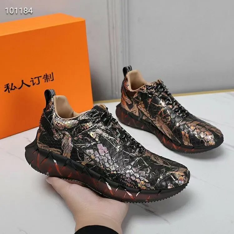 Authentic Leather Soft Rubble Sole Unisex Casual Sneakers