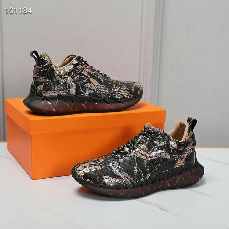 Authentic Leather Soft Rubble Sole Unisex Casual Sneakers