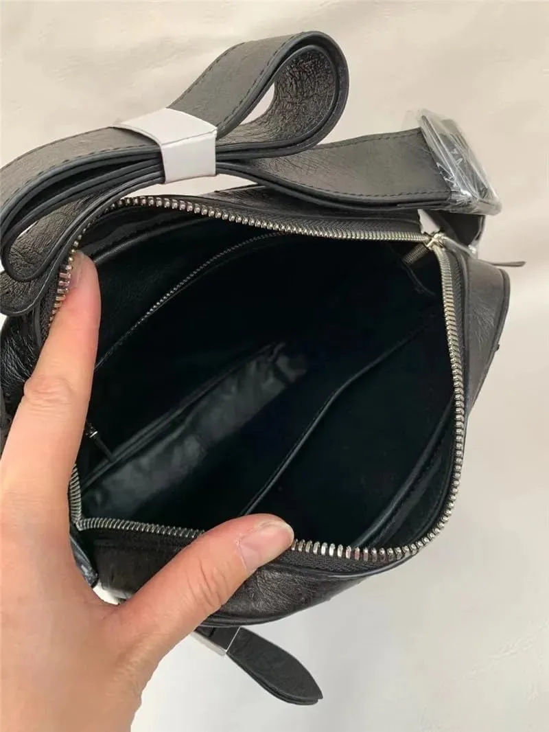 Authentic Real True Ostrich Skin Men Small Flap Purse Single Cross Shoulder Bag Genuine Exotic Leather Male Sling Messenger Bag, black, 23cm(Length) x 19cm(Height) x 8cm(Deep)
