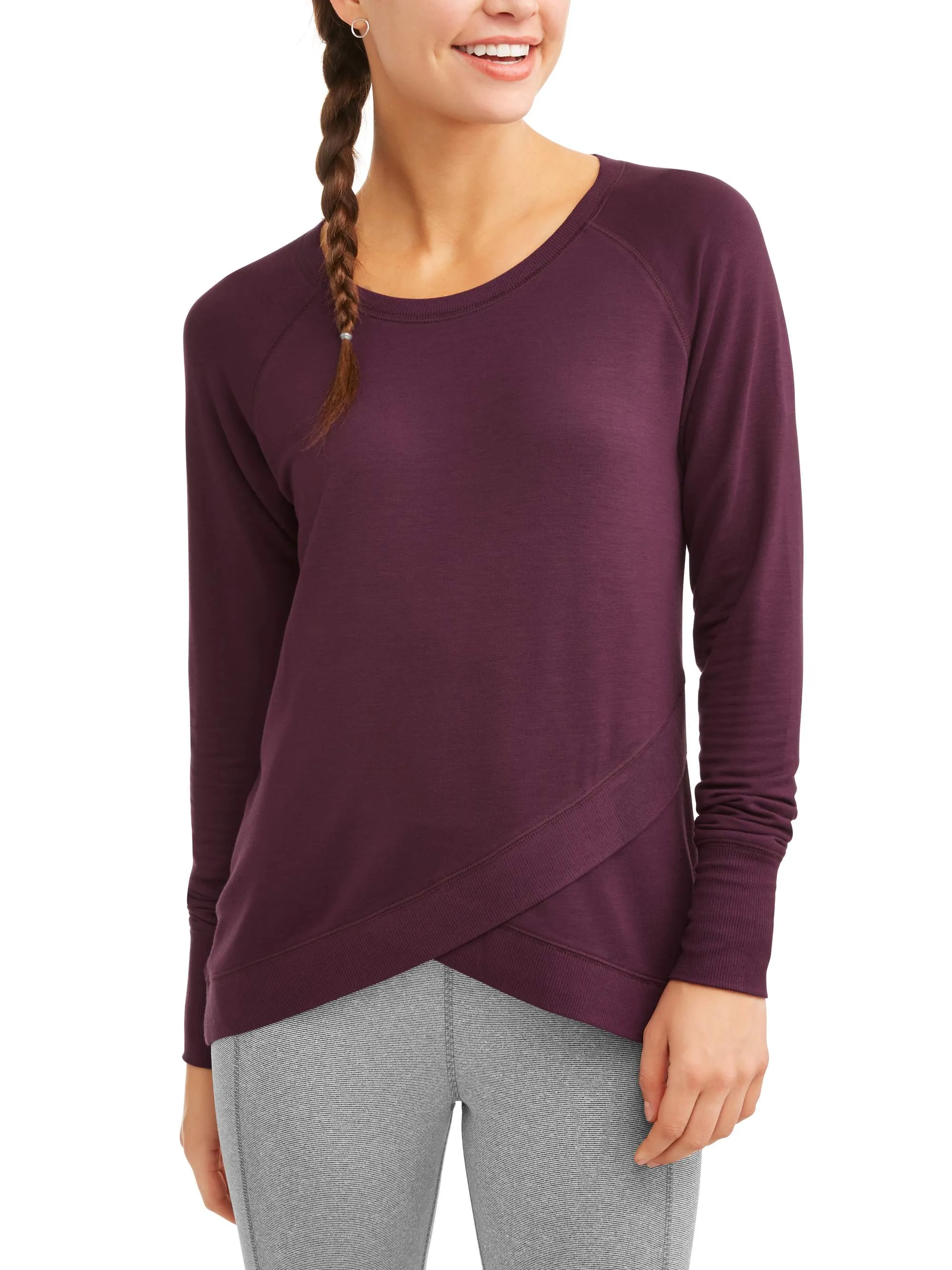 Avia Women's Athleisure Soft French Terry Tulip Hem Tunic Sweatshirt