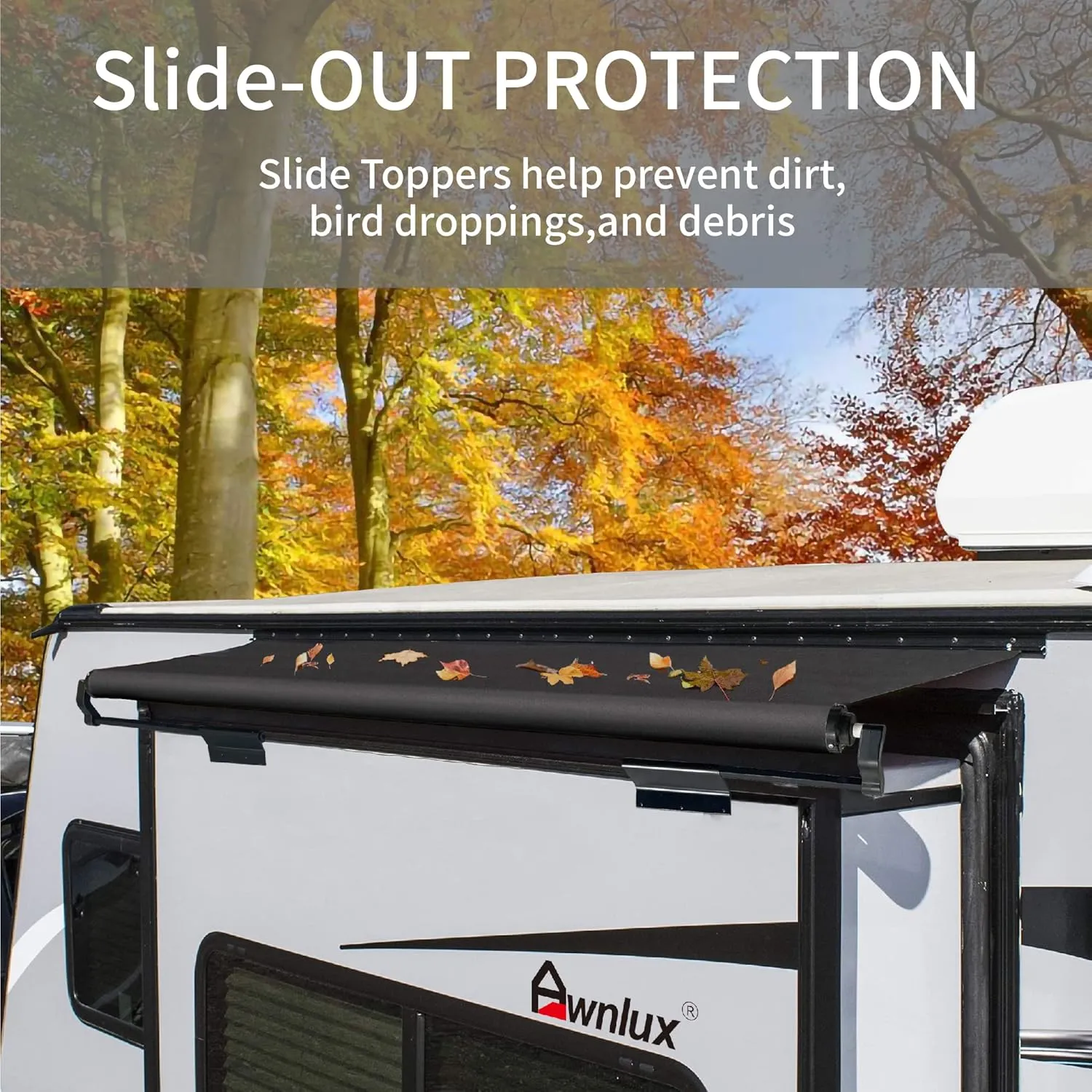 Awnlux Black Modular Slide Topper Awning Slide Out Protection for RVs, Travel Trailers, 5th Wheels, and Motorhomes -12' (11'7" Fabric)