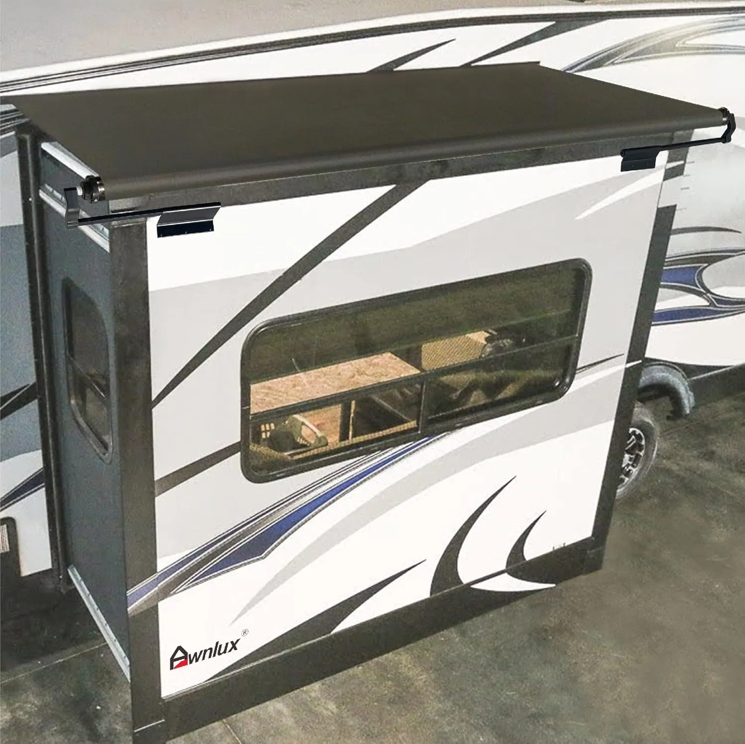 Awnlux Black Modular Slide Topper Awning Slide Out Protection for RVs, Travel Trailers, 5th Wheels, and Motorhomes -12' (11'7" Fabric)