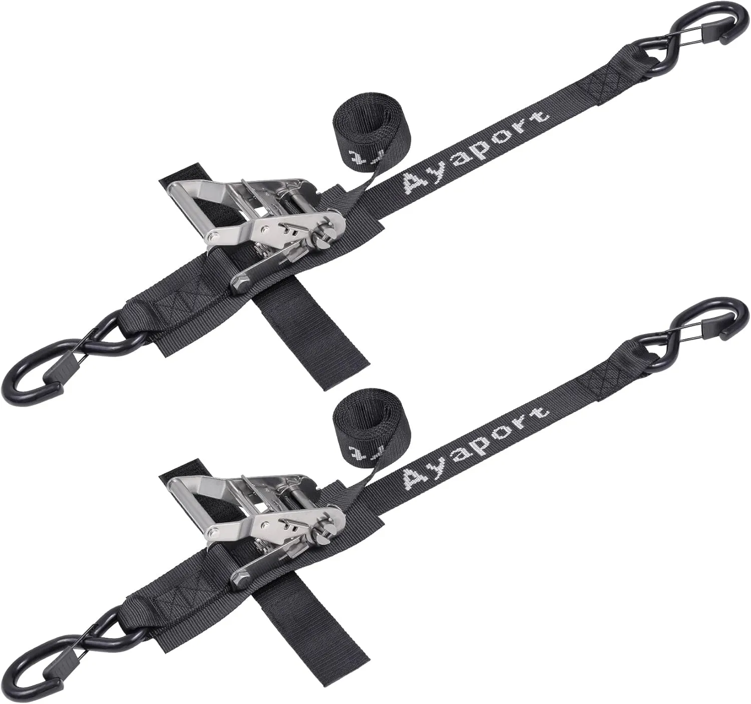 Ayaport Stainless Steel Ratchet Boat Tie Down Straps to Trailer - 5 Feet, 4400lbs Break Strength Heavy Duty Ratchet Straps for Boat Transom and Trailer Accessories