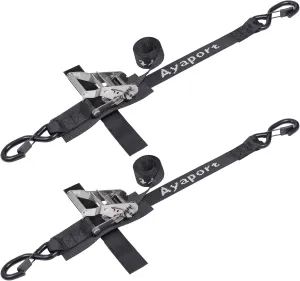 Ayaport Stainless Steel Ratchet Boat Tie Down Straps to Trailer - 5 Feet, 4400lbs Break Strength Heavy Duty Ratchet Straps for Boat Transom and Trailer Accessories