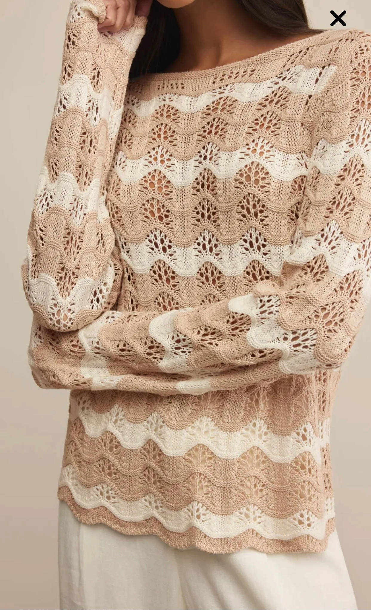 Azura Stripe Crochet Sweater Panna Cotta