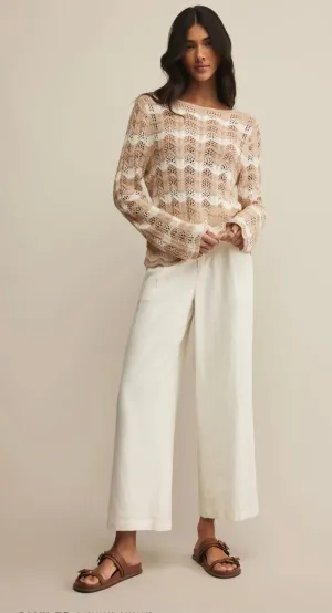 Azura Stripe Crochet Sweater Panna Cotta