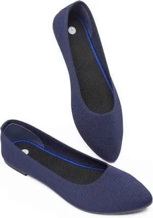BABUDOG Women's Mesh Flats Shoes Pointed-Toe Dress Shoes for Women Black Flats Shoes Comfortable Memory Foam Flats Shoes