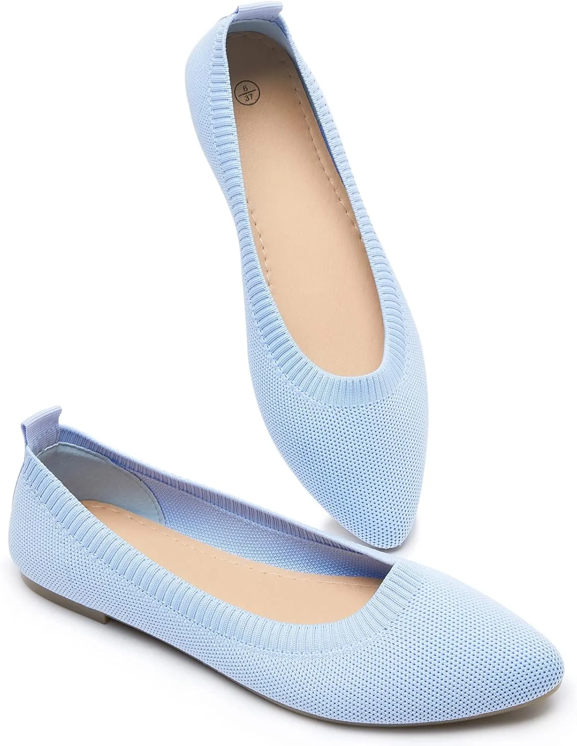 BABUDOG Women's Mesh Flats Shoes Pointed-Toe Dress Shoes for Women Black Flats Shoes Comfortable Memory Foam Flats Shoes
