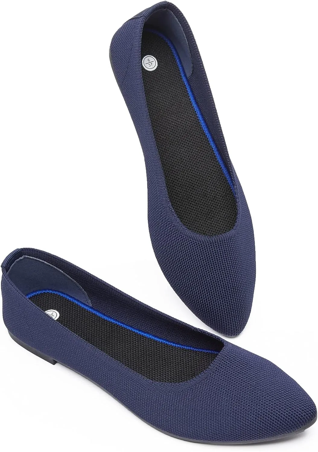 BABUDOG Women's Mesh Flats Shoes Pointed-Toe Dress Shoes for Women Black Flats Shoes Comfortable Memory Foam Flats Shoes
