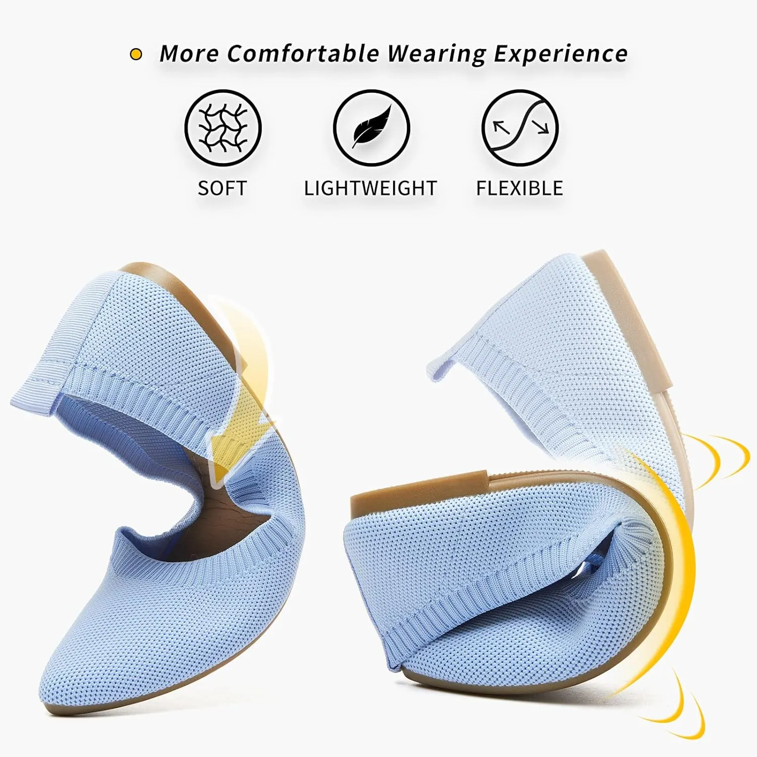 BABUDOG Women's Mesh Flats Shoes Pointed-Toe Dress Shoes for Women Black Flats Shoes Comfortable Memory Foam Flats Shoes