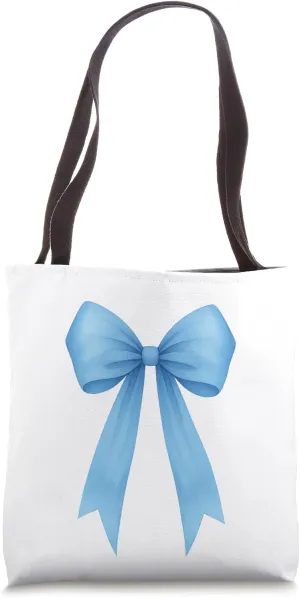 Baby Blue Ribbon Aesthetic Cute Girly Bow Tote Bag