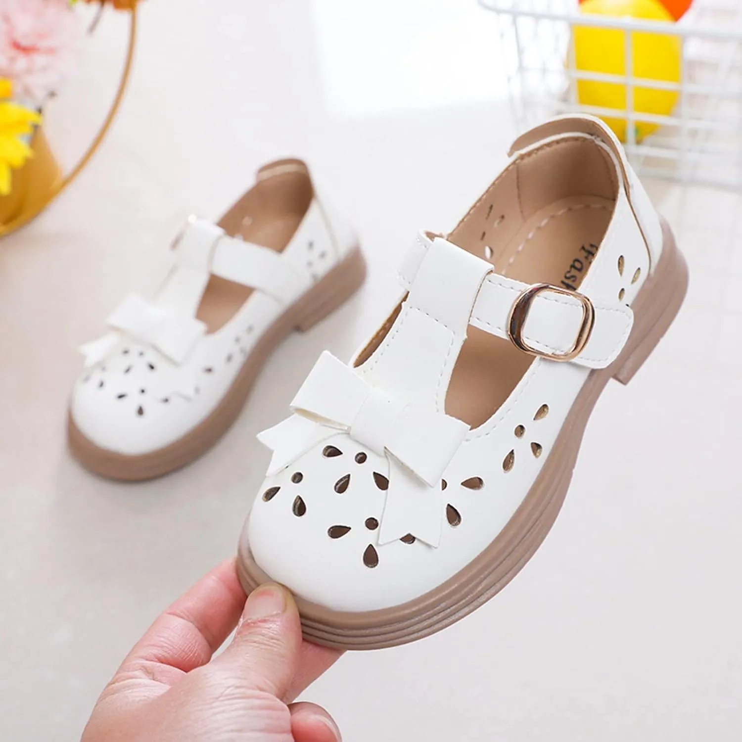 Baby Kids Rubber Sole Mary Jane Shoes Closed Toe Ankle Leather Soft Sandals Childrens Non Slip Buckle Adjusted Shoes