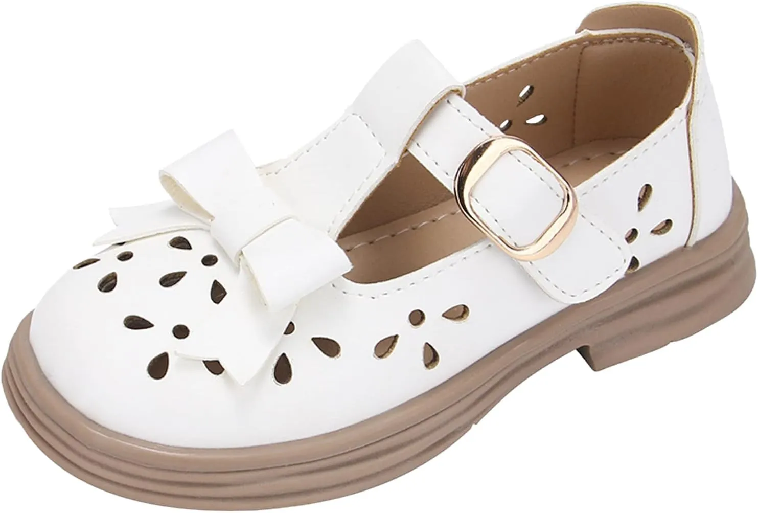 Baby Kids Rubber Sole Mary Jane Shoes Closed Toe Ankle Leather Soft Sandals Childrens Non Slip Buckle Adjusted Shoes