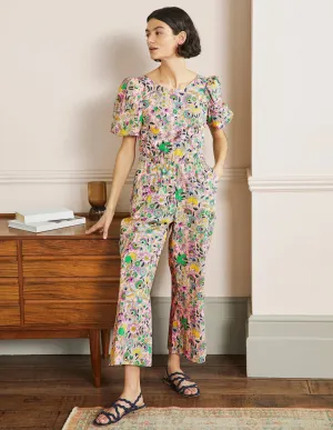 Back Detail Jumpsuit-Pink Tropic Meadow