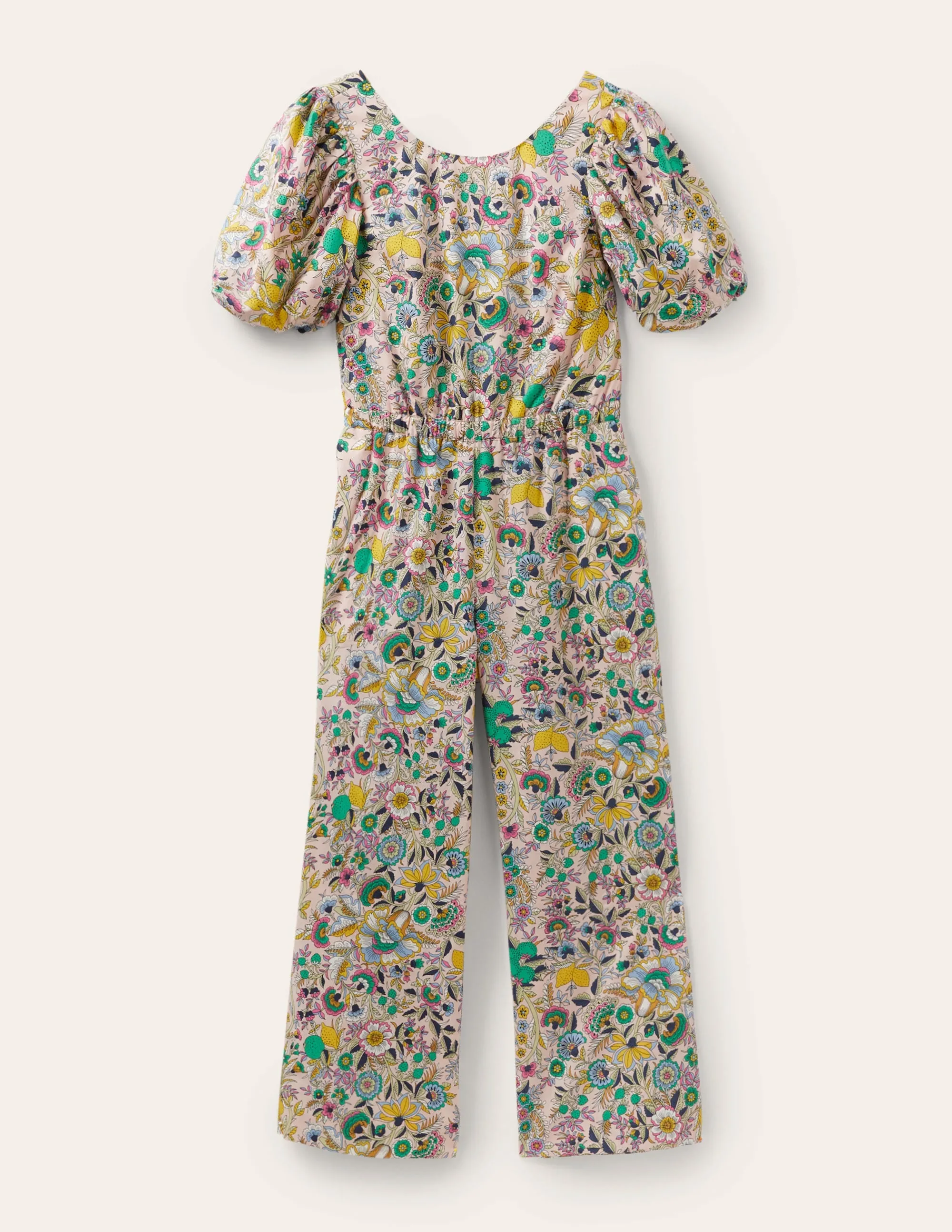 Back Detail Jumpsuit-Pink Tropic Meadow
