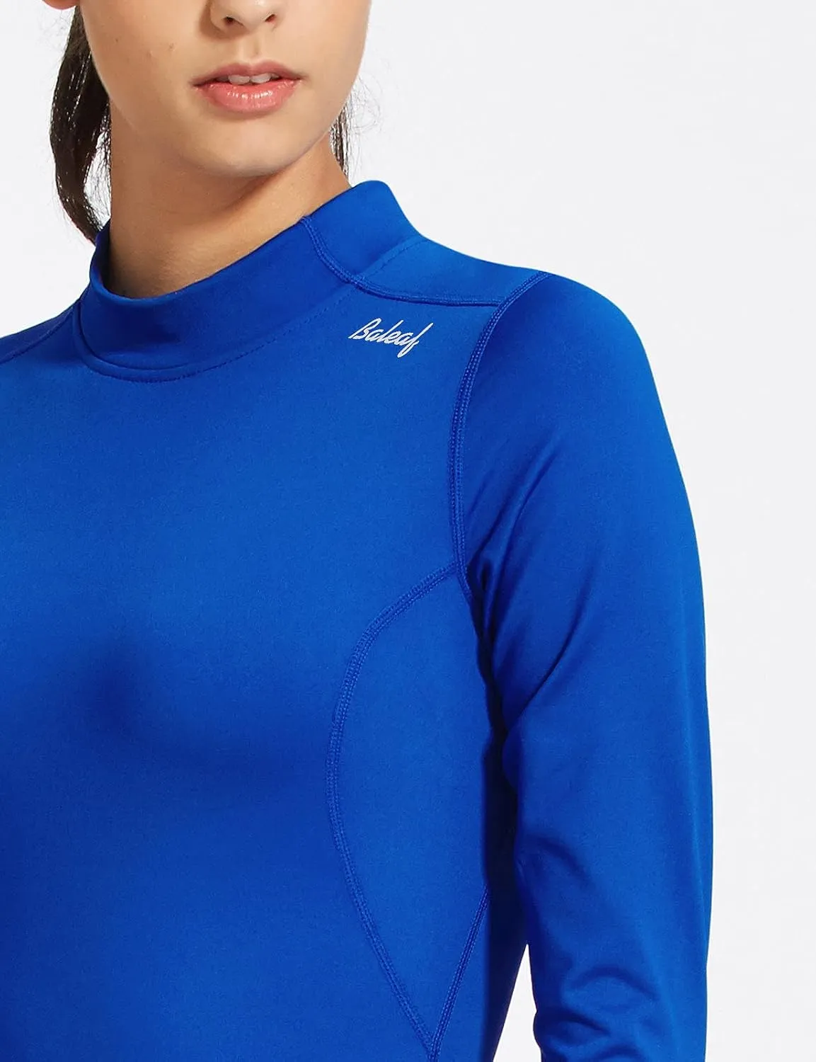 baleaf Women's Thermal Tops Fleece Shirts Running Workout Athletic Base Layer Warm Cold Weather Gear Mock Neck