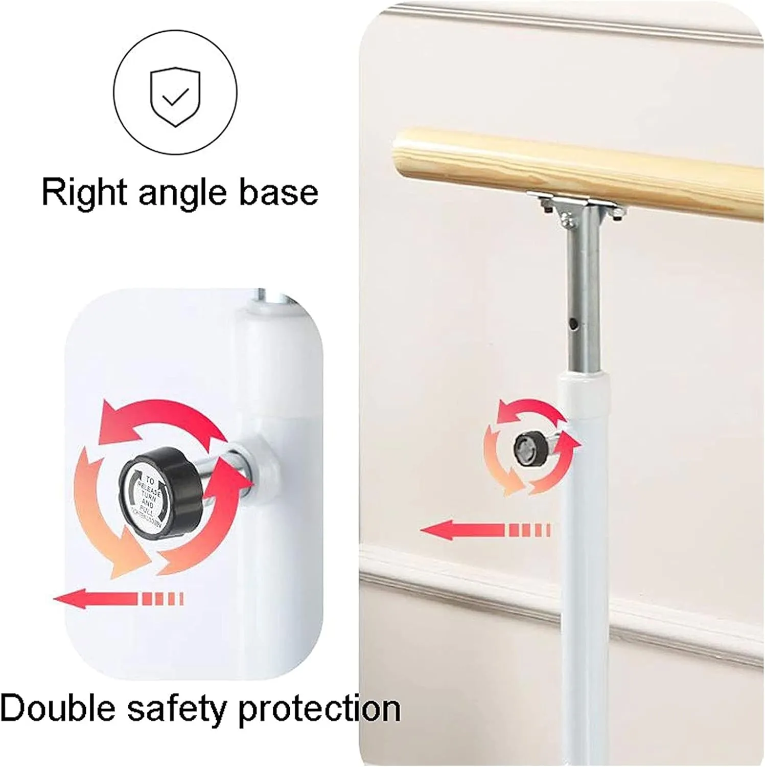 Ballet Barre,Home Fitness Exercise Barre, Portable Freestanding Dance Stick for Pushing Pulling Balance Ballet Exercises, Perfect for Studio Equipment (White US 1 m)