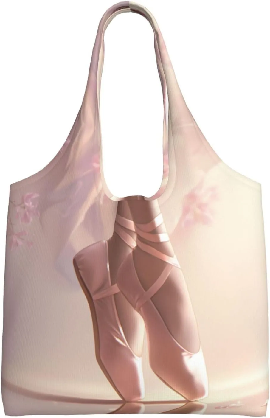 Ballet Shoe Print Vintage Women Canvas Tote Bag Reusable Shopping Bag 14.2 x 12.6 x 4 inch