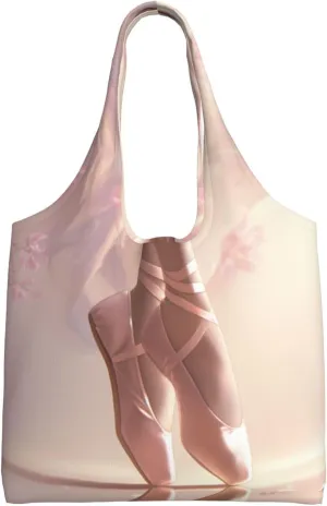 Ballet Shoe Print Vintage Women Canvas Tote Bag Reusable Shopping Bag 14.2 x 12.6 x 4 inch