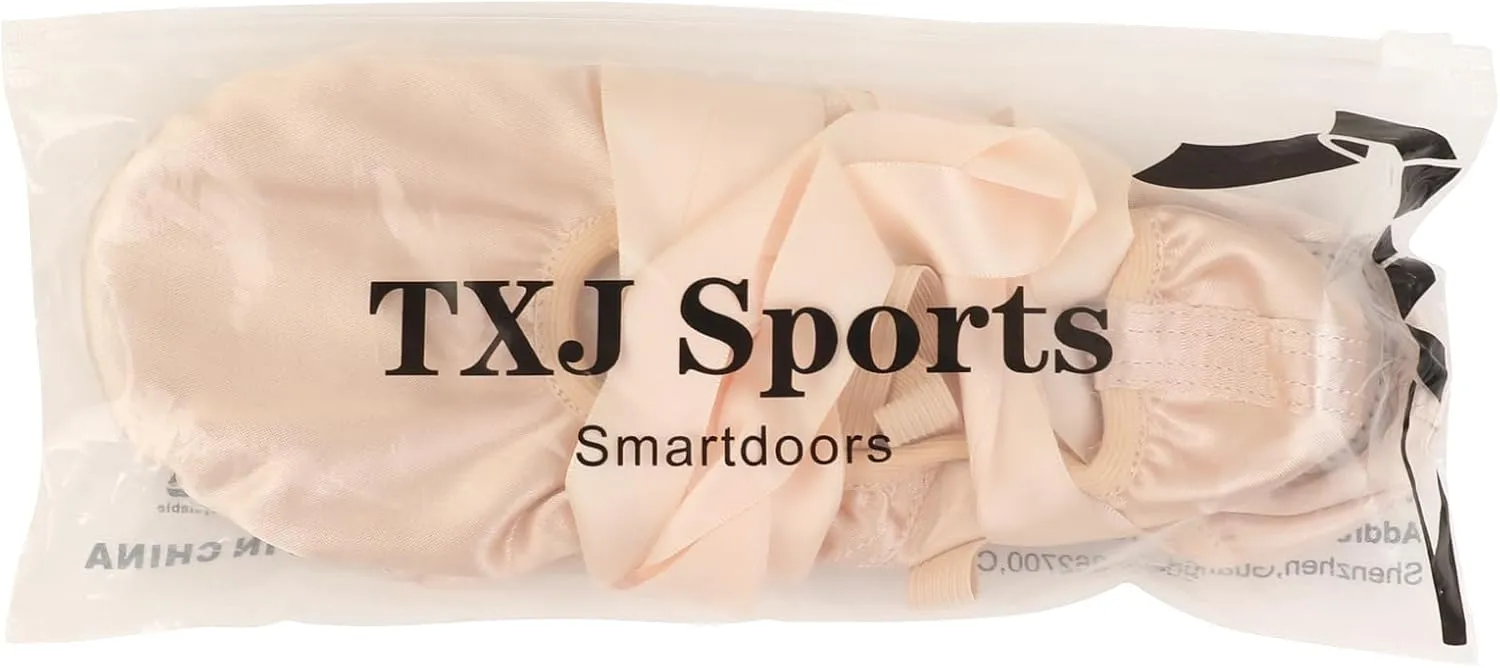 Ballet Shoes for Girls, Pink Ballet Slippers Split Sole Satin Women Dance Shoes Flats with Ribbon for Yoga Gymnastics Performance