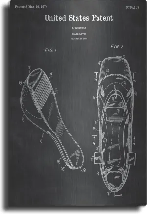 'Ballet Slippers Blueprint Patent Chalkboard' Metal Wall Art, 16"x24"
